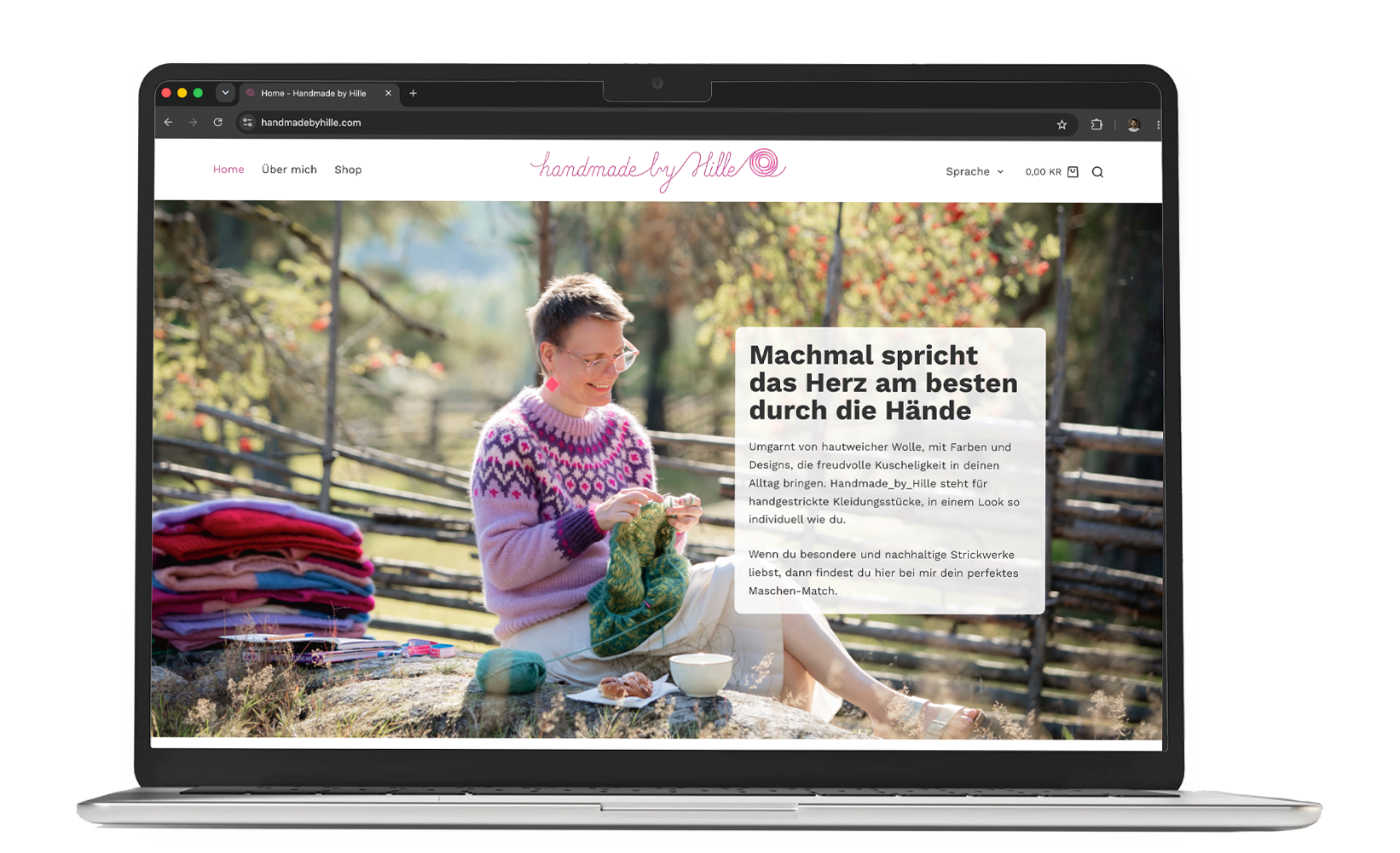 Die Website von Handmade by Hille auf einem MacBook.